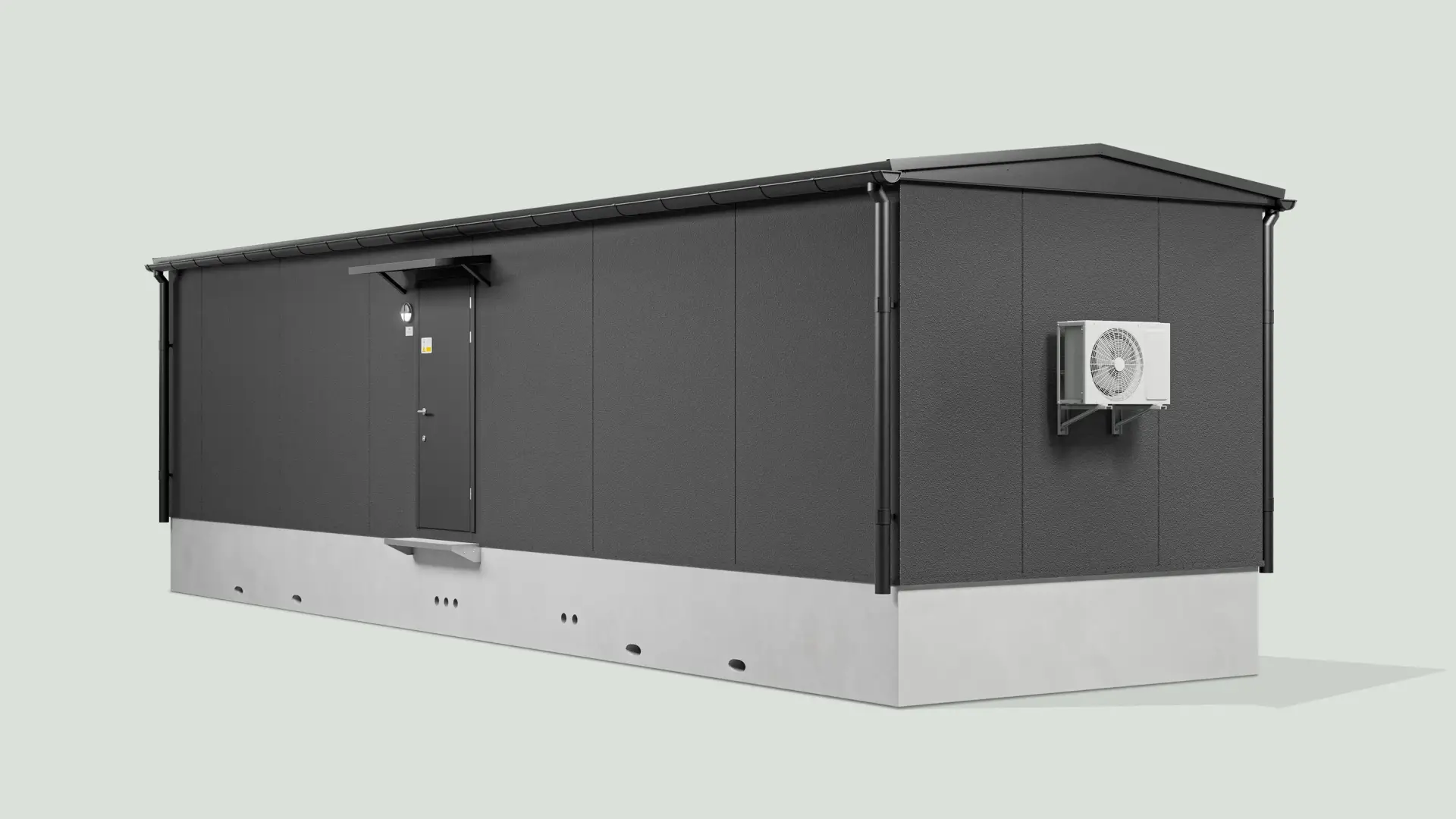 Ett teknikhus frilagt mot grön bakgrund