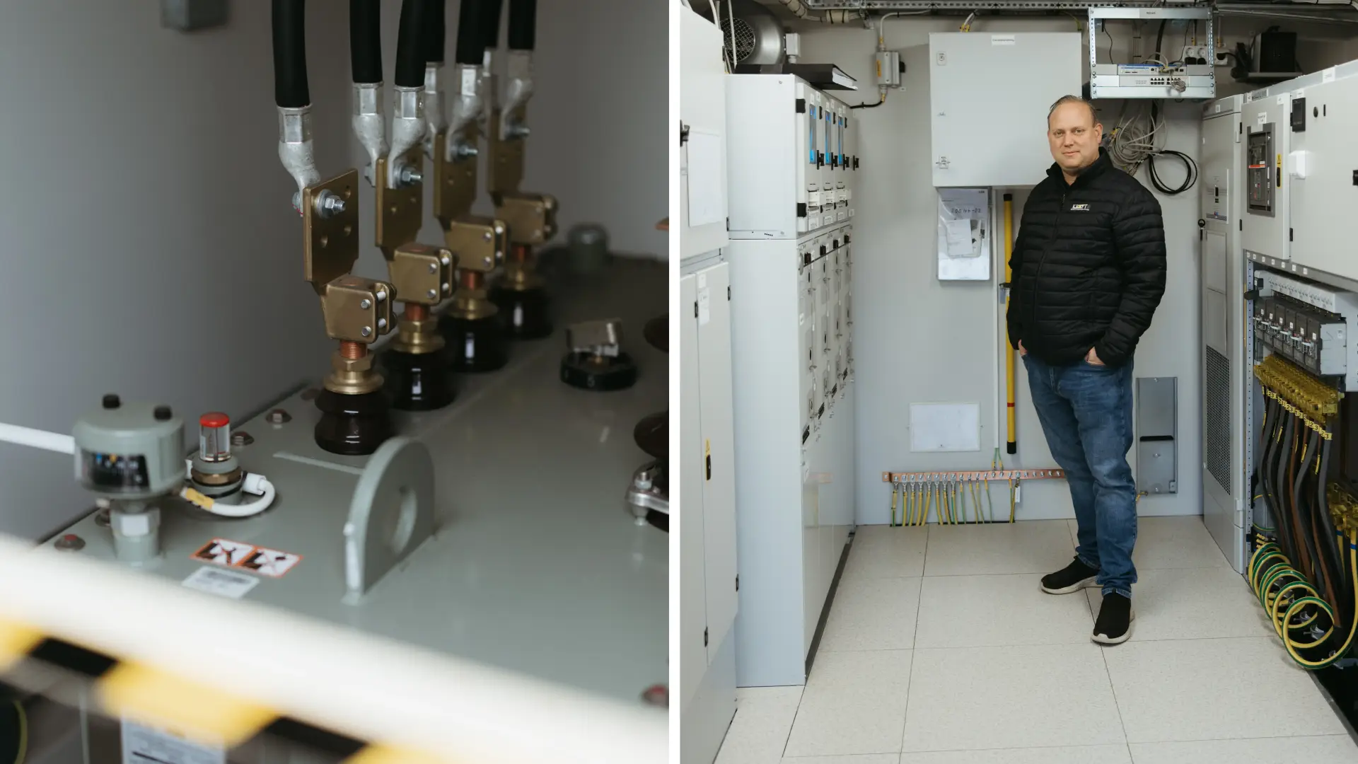 Martin Hansson visar upp teknik i Holtabs station